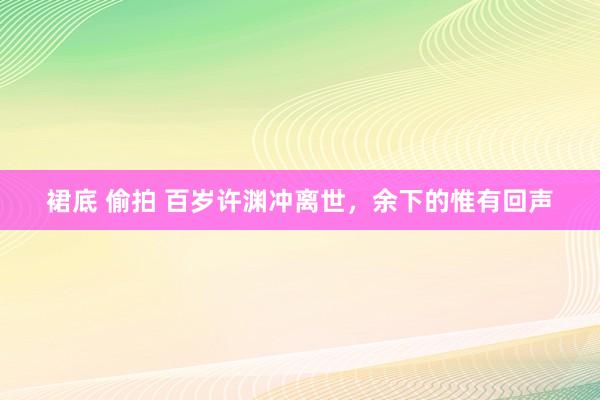 裙底 偷拍 百岁许渊冲离世，余下的惟有回声