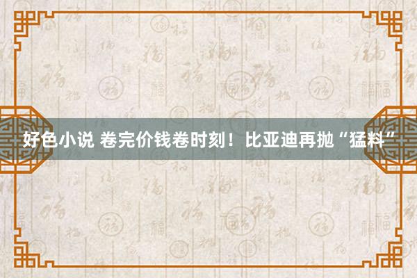 好色小说 卷完价钱卷时刻！比亚迪再抛“猛料”