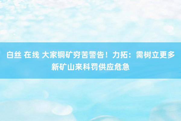 白丝 在线 大家铜矿穷苦警告！力拓：需树立更多新矿山来科罚供应危急