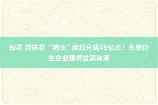 探花 姐妹花 “猪王”猛烈分成45亿元！生猪衍生企业赚得盆满钵满