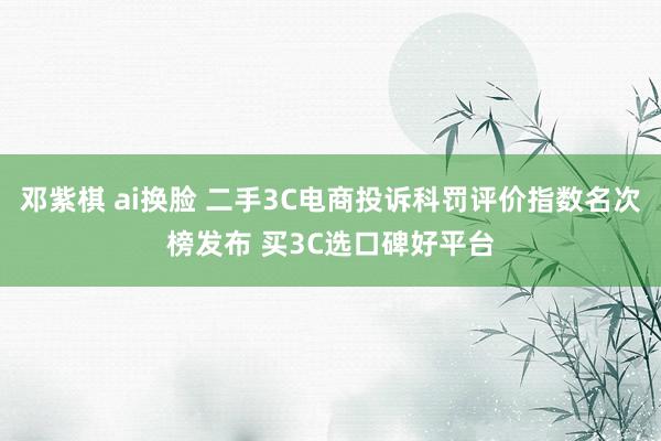 邓紫棋 ai换脸 二手3C电商投诉科罚评价指数名次榜发布 买3C选口碑好平台